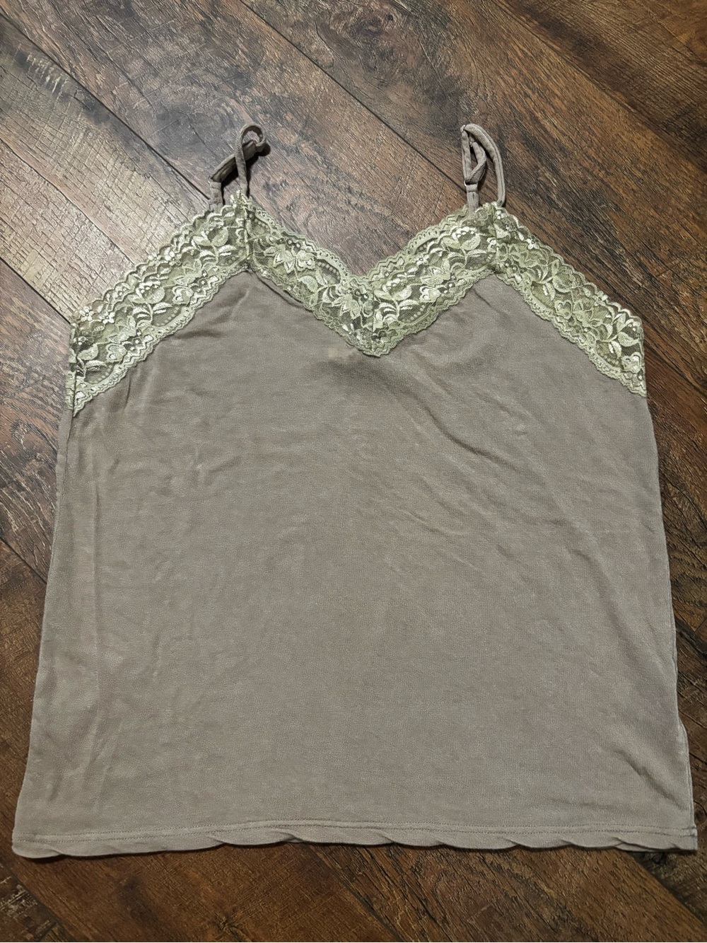 POL Lace-Trim Camisole - Taupe with Gold Lace